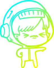 cold gradient line drawing cartoon astronaut woman