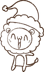 Christmas Lion Charcoal Drawing