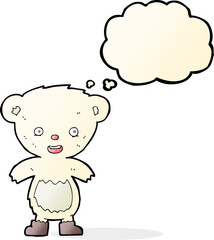 cartoon polar bear cub with thought bubble