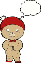 cartoon teddy bear with thought bubble