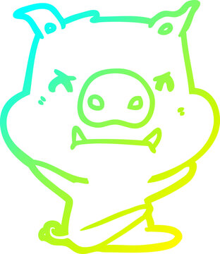recommend clip art: cold gradient line drawing angry cartoon pig throwing tantrum