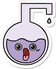 sticker of a cute cartoon science experiment