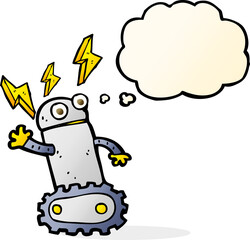 cartoon robot with thought bubble