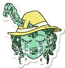 crying orc bard character  grunge sticker