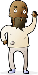 cartoon bearded man waving