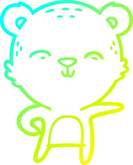 cold gradient line drawing happy cartoon bear