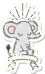 grunge sticker of tattoo style cute elephant