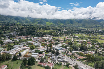 Fototapeta na wymiar Aerial view of the town of Tafi del Valle in Tucuman Argentina.