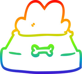 rainbow gradient line drawing cartoon pet bowl