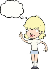 cartoon woman with idea with thought bubble