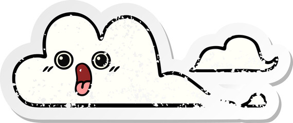 distressed sticker of a cute cartoon clouds