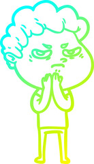 cold gradient line drawing cartoon angry man