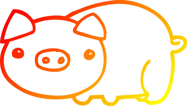 recommend clip art: warm gradient line drawing cartoon pig
