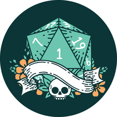 natural one d20 dice roll icon