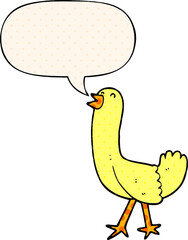 cartoon bird and speech bubble in comic book style