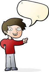 cartoon man pointing with speech bubble