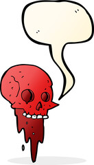gross halloween skull cartoon with speech bubble
