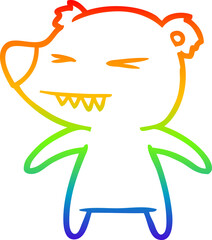 Obraz premium rainbow gradient line drawing angry bear cartoon