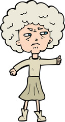 cartoon annoyed old woman