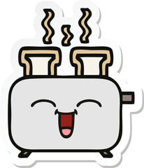 sticker of a cute cartoon of a toaster