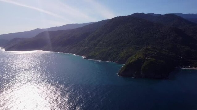 panning on the beach with drone