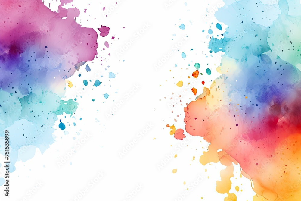 Poster rainbow blobs watercolor pattern on white background. abstract grunge texture. generative ai
