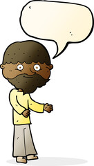cartoon happy bearded man with speech bubble
