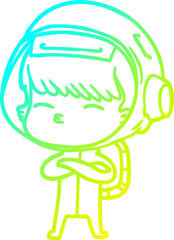 cold gradient line drawing cartoon curious astronaut