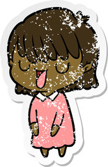 distressed sticker of a cartoon woman