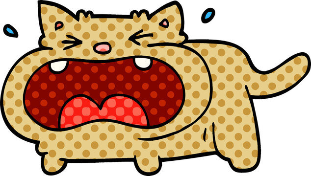 cartoon doodle crying cat