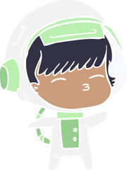 flat color style cartoon curious astronaut