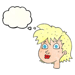 thought bubble textured cartoon female face