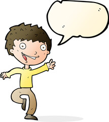 cartoon excited boy with speech bubble