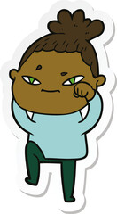 sticker of a cartoon woman