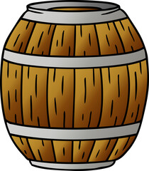 gradient cartoon doodle of a wooden barrel