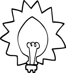 line drawing cartoon light bulb