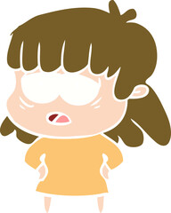 flat color style cartoon tired woman