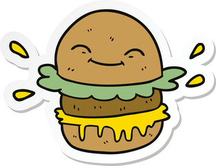 sticker of a cartoon fast food burger