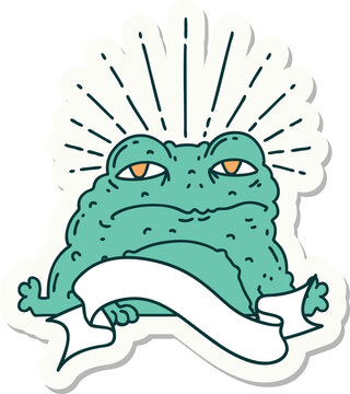 sticker of tattoo style toad character