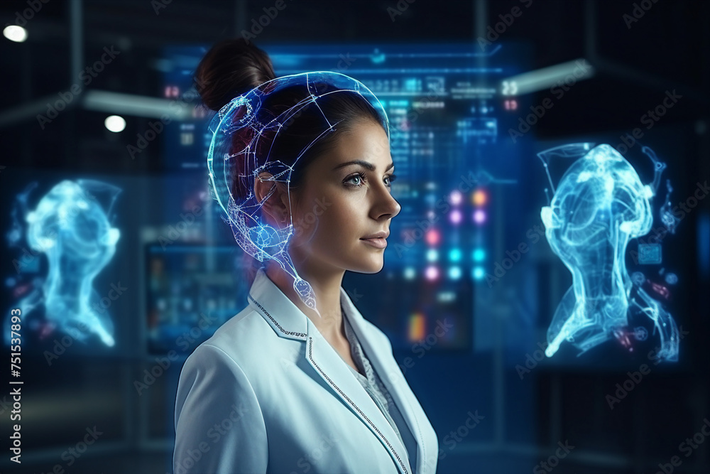 Aufkleber generated with ai image of scientist working and conducting research
