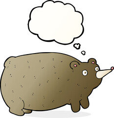 funny cartoon bear with thought bubble