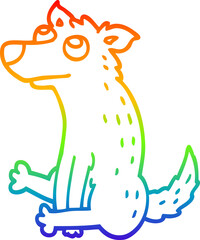 rainbow gradient line drawing cartoon dog sitting