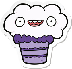 sticker of a cartoon cupcake