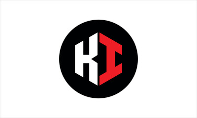 KI initial letter polygon icon gaming logo design vector template. batman logo, sports logo, monogram, falcon, war game, symbol, playing logo, abstract, fighting, typography, icon, minimal, premier 