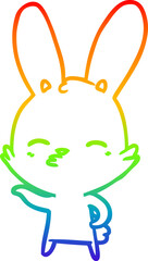 rainbow gradient line drawing curious bunny cartoon