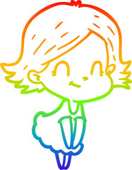 rainbow gradient line drawing cartoon friendly girl