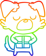 rainbow gradient line drawing cartoon dog