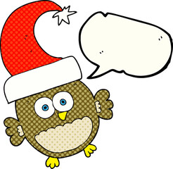 comic book speech bubble cartoon little christmas owl