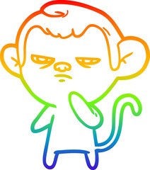 rainbow gradient line drawing cartoon monkey