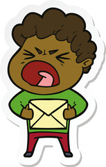 sticker of a cartoon furious man